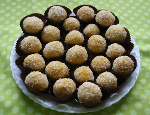 TRUFAS SIN GLUTEN DE MIJO CON COCO Y MANDARINA